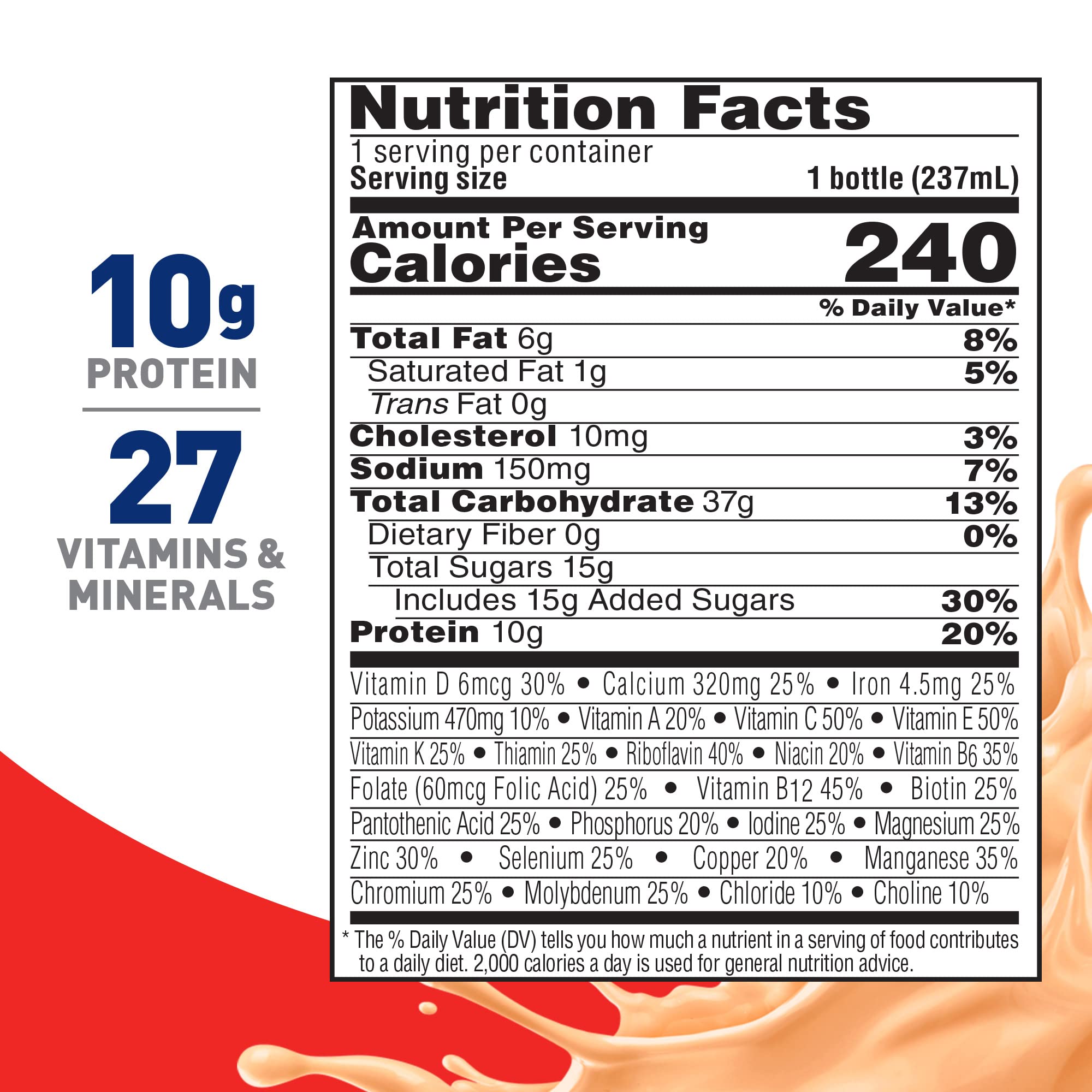 BOOST Original nutrition facts panel featuring vitamins and minerals.