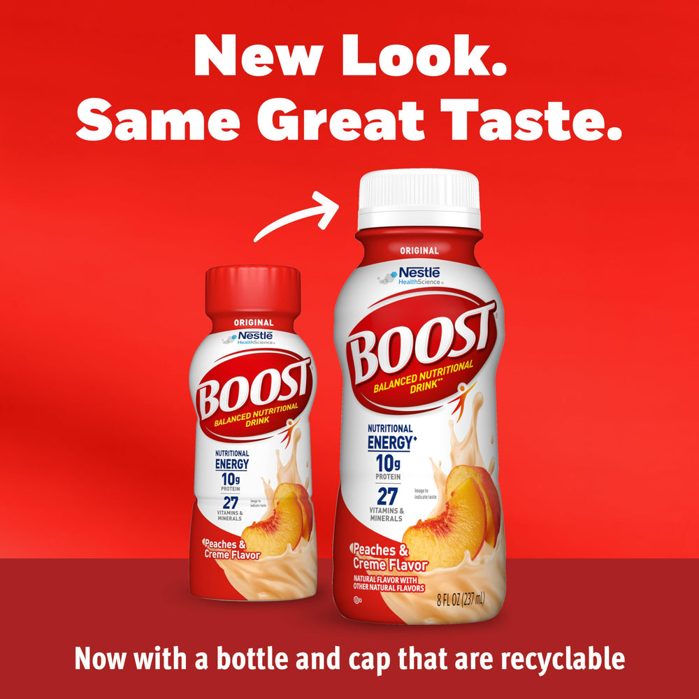 BOOST Original nutrition panel highlights 240 calories and 10 g protein.