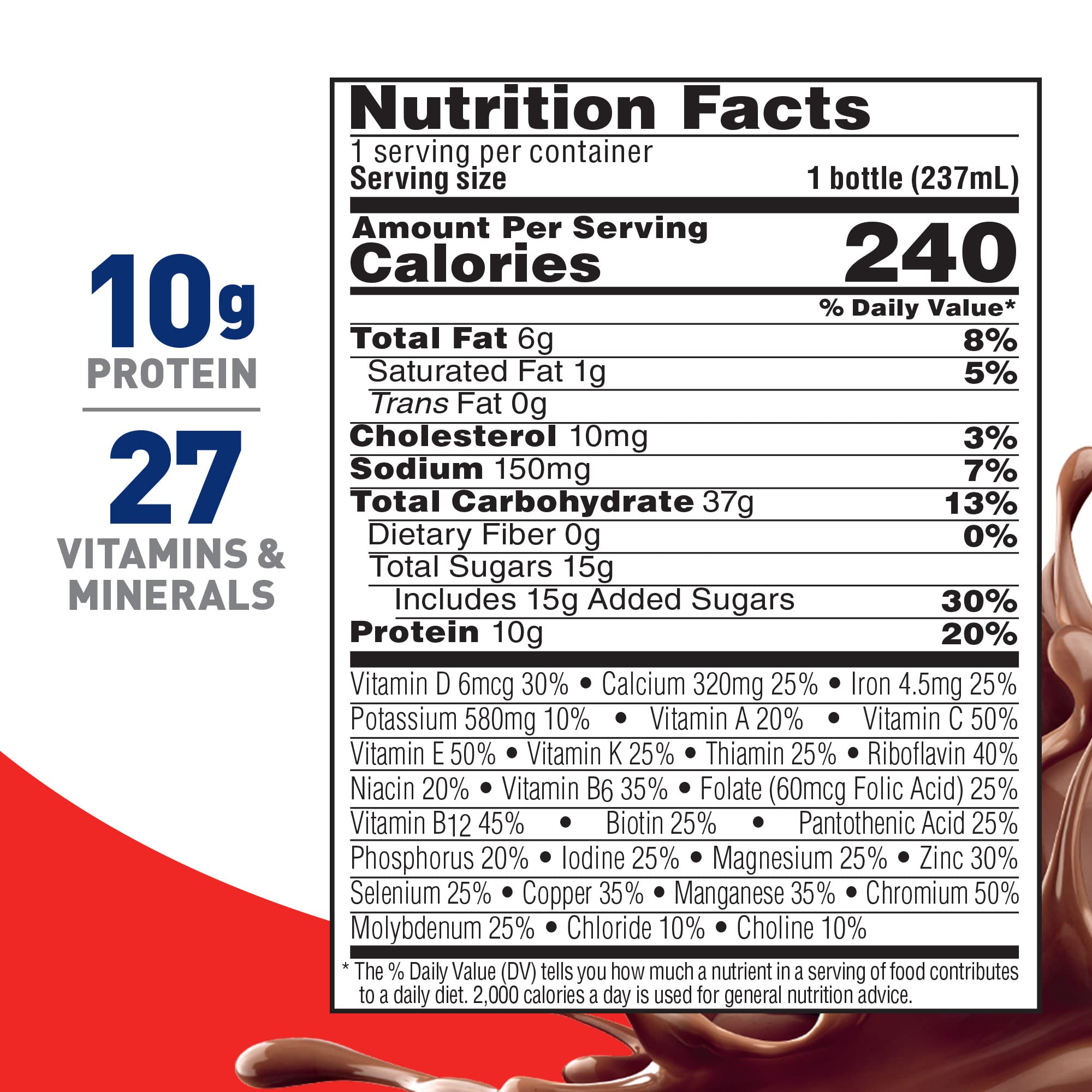 BOOST Original Rich Chocolate label closeup highlighting key nutrients