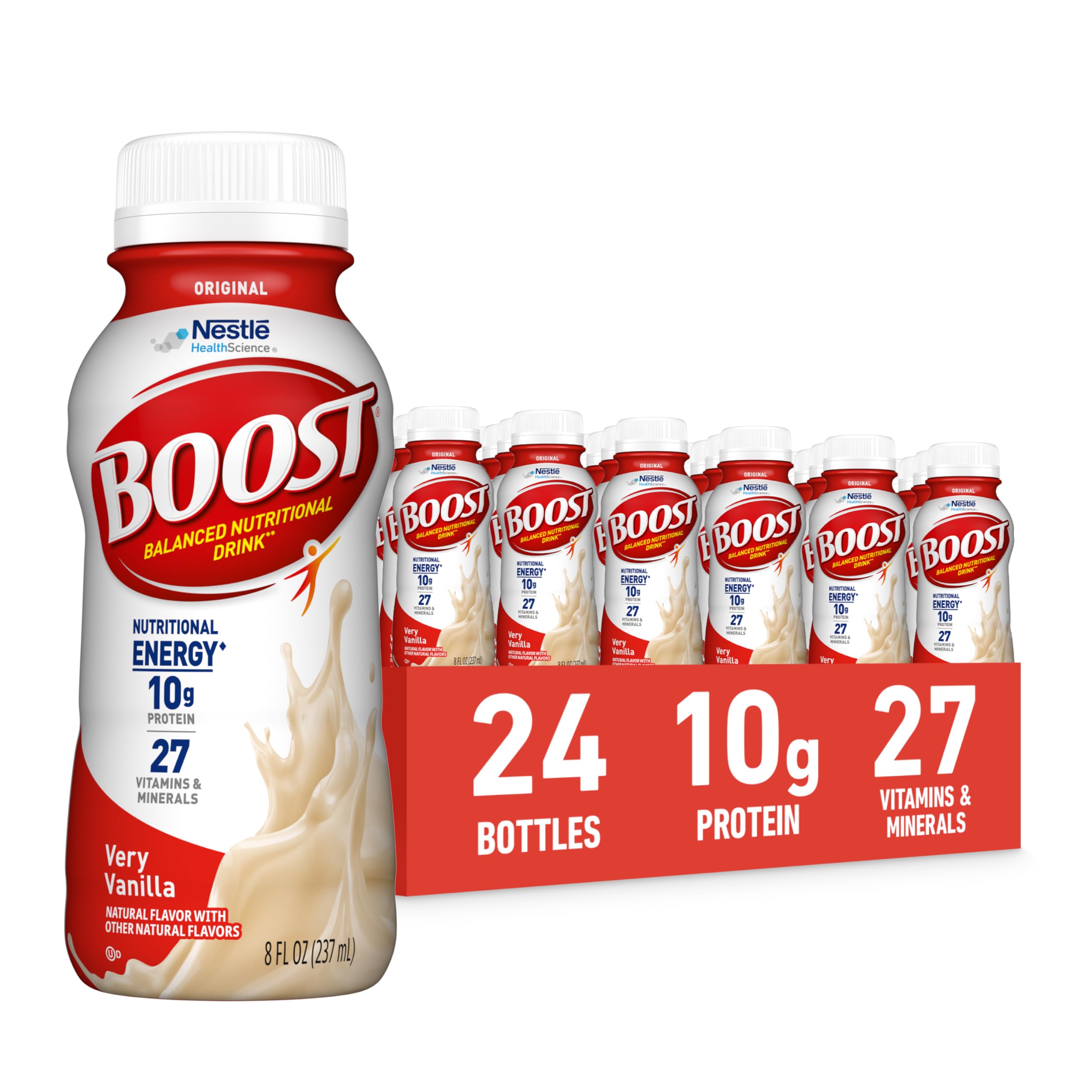 BOOST Original Very Vanilla bottle on a counter for daily nutrition