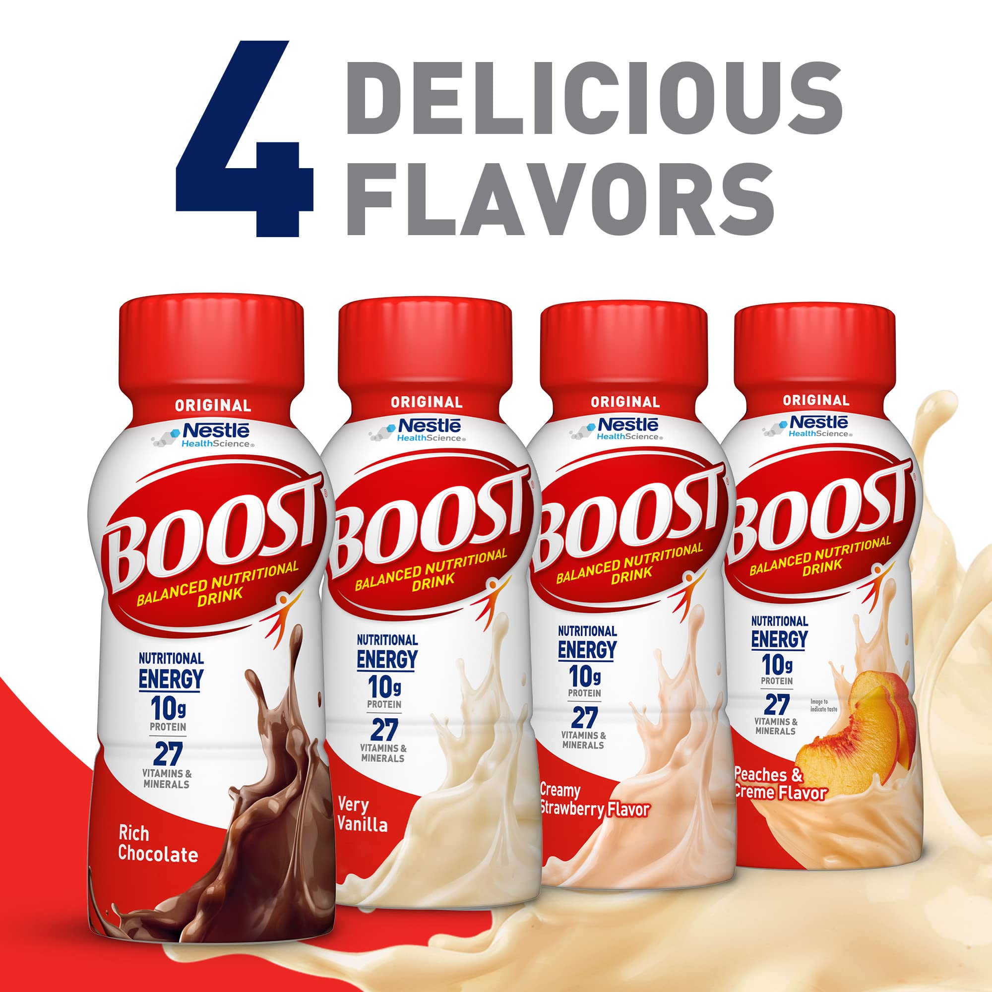 BOOST Original Vanilla bottle with straw highlighting flavor versatility