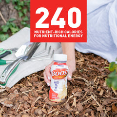 Close-up of BOOST Original Vanilla nutrition label and calories