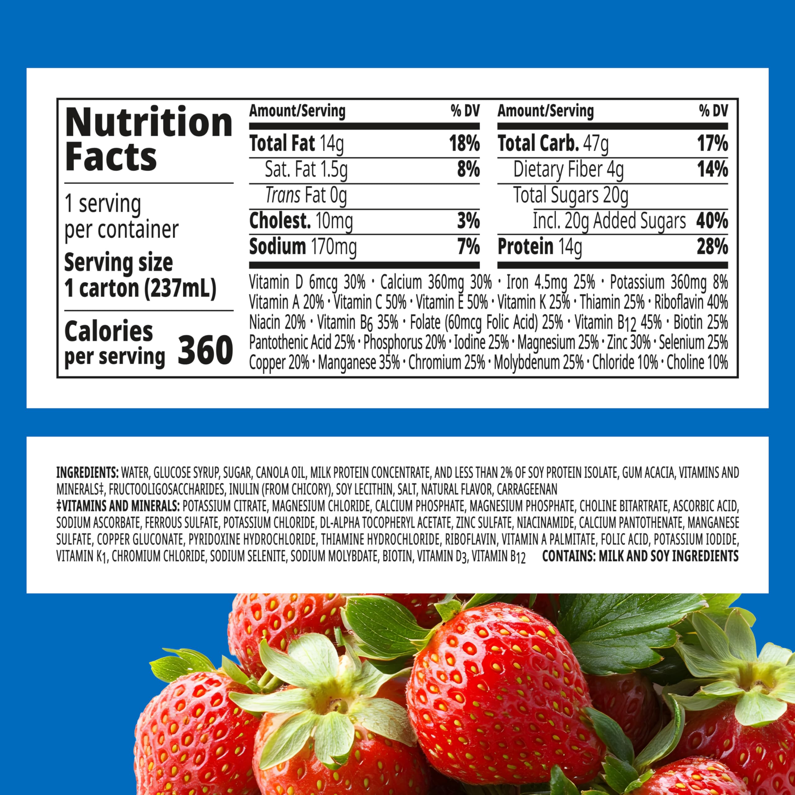 BOOST Plus creamy strawberry close-up texture suggests a velvety shake experience.
