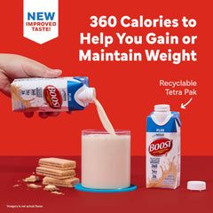 BOOST Plus Vanilla drink in a glass illustrates easy, balanced nourishment