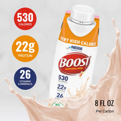 BOOST Very High Calorie Strawberry Drink front pack for easy storage