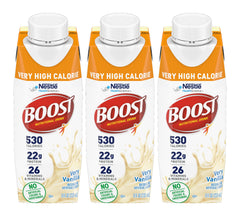 BOOST VHC Vanilla bottle on counter for daily nutrition.