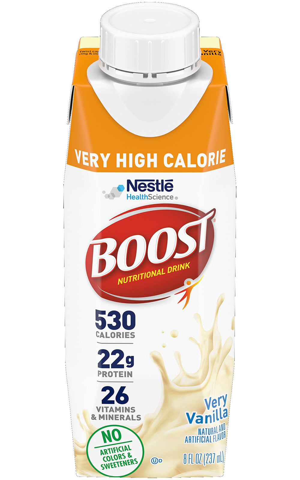 BOOST VHC nutrition panel close-up with calorie details.