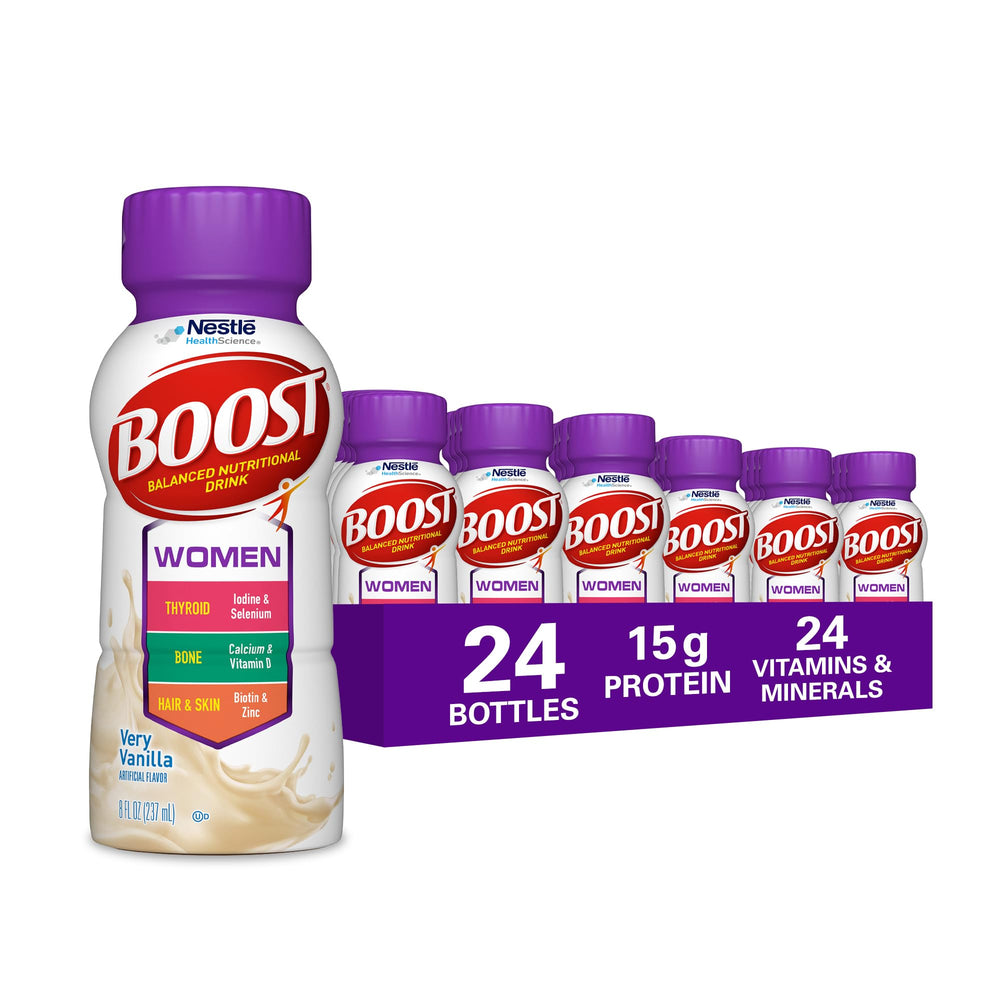 BOOST Women Balanced Nutrition Drink Vanilla 8 oz bottle ready-to-drink on the go