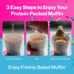 Bootylicious muffin ingredient blend close-up highlighting the 5-ingredient protein mix.