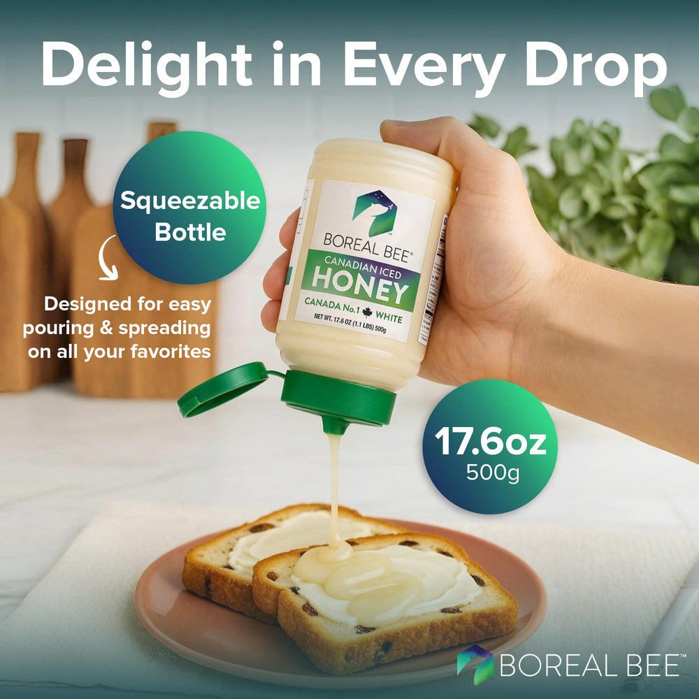 BOREAL BEE raw wildflower honey jar – pure, unheated goodness.