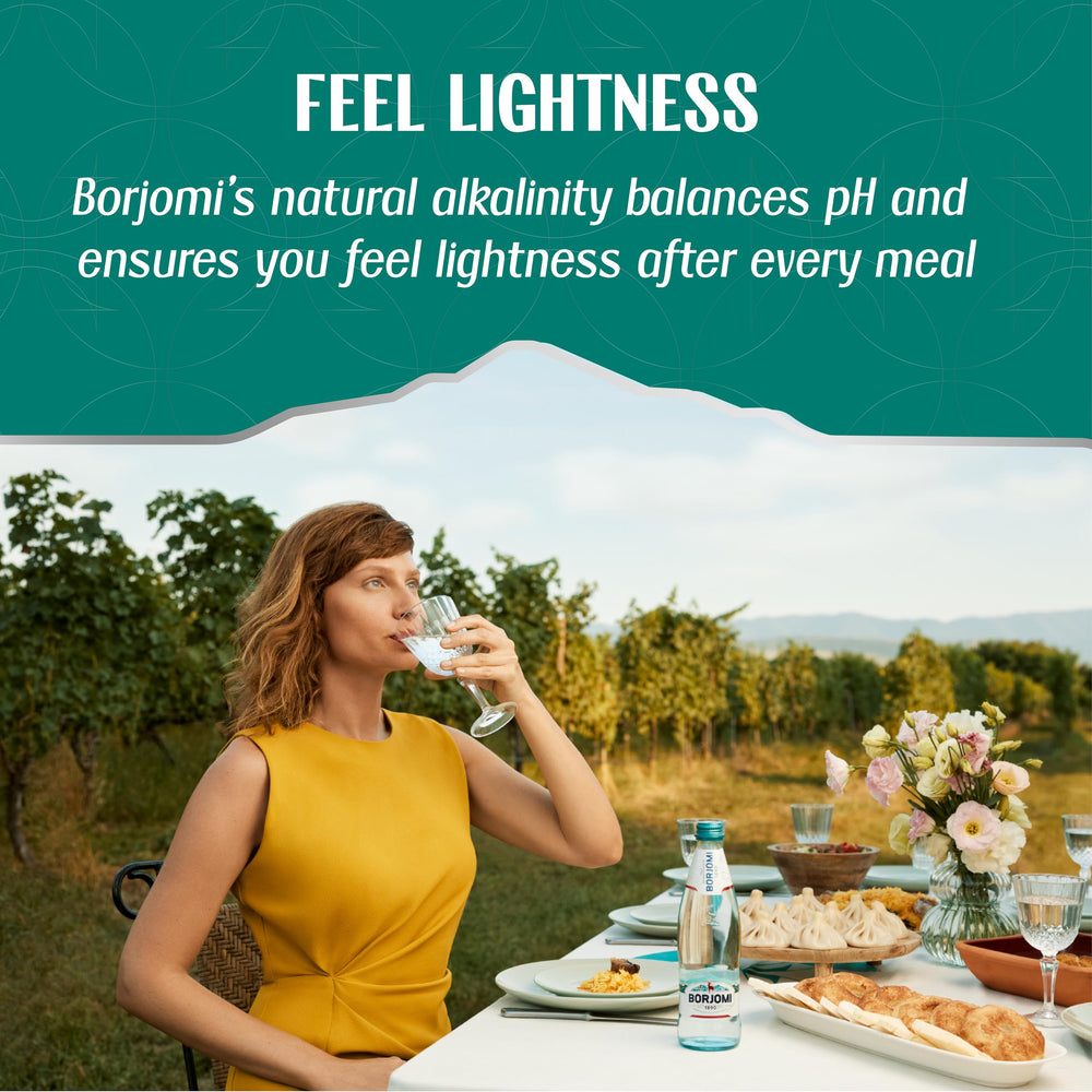 BORJOMI bubbles-in-clear-glass signal light, crisp carbonation