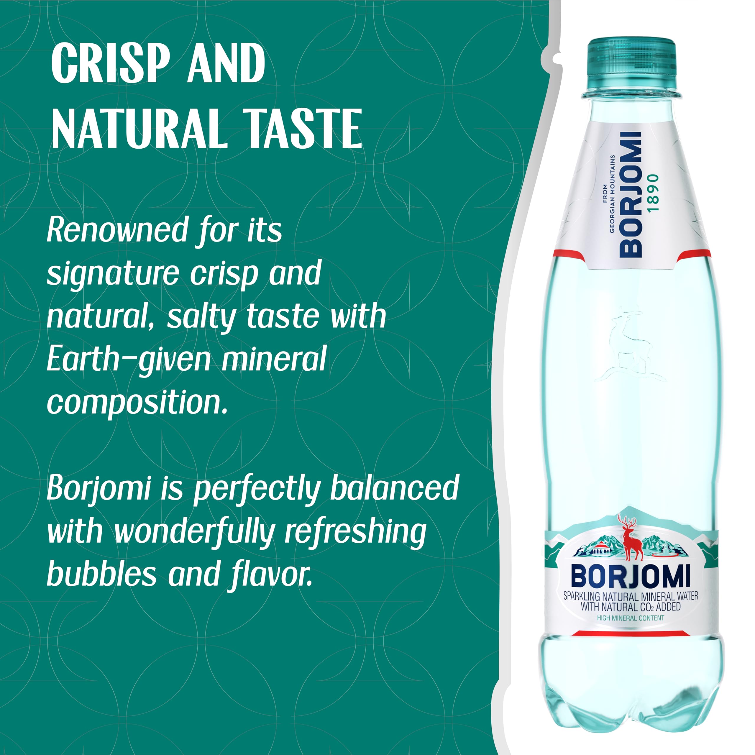 BORJOMI six-pack packaging highlights convenient mineral hydration on the go