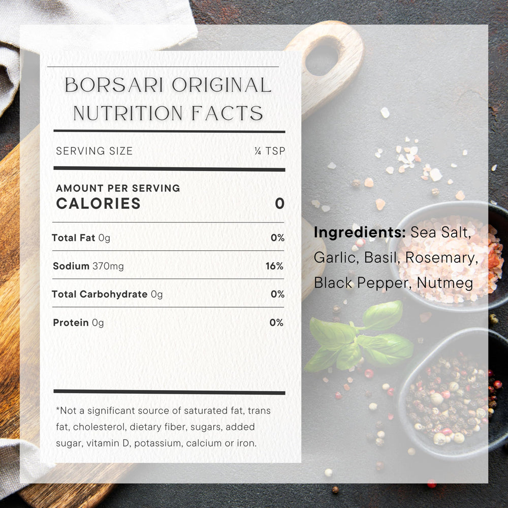 Borsari Original Seasoning Salt in a kitchen drawer ready to season