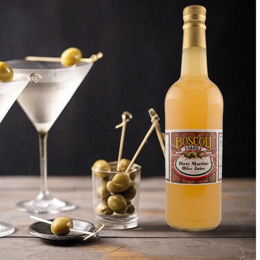 Boscoli Dirty Martini Olive Juice 3-pack for entertaining guests.