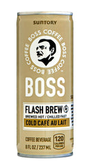 BOSS Coffee flash brew can, bold flavor ready for on-the-go enjoyment.