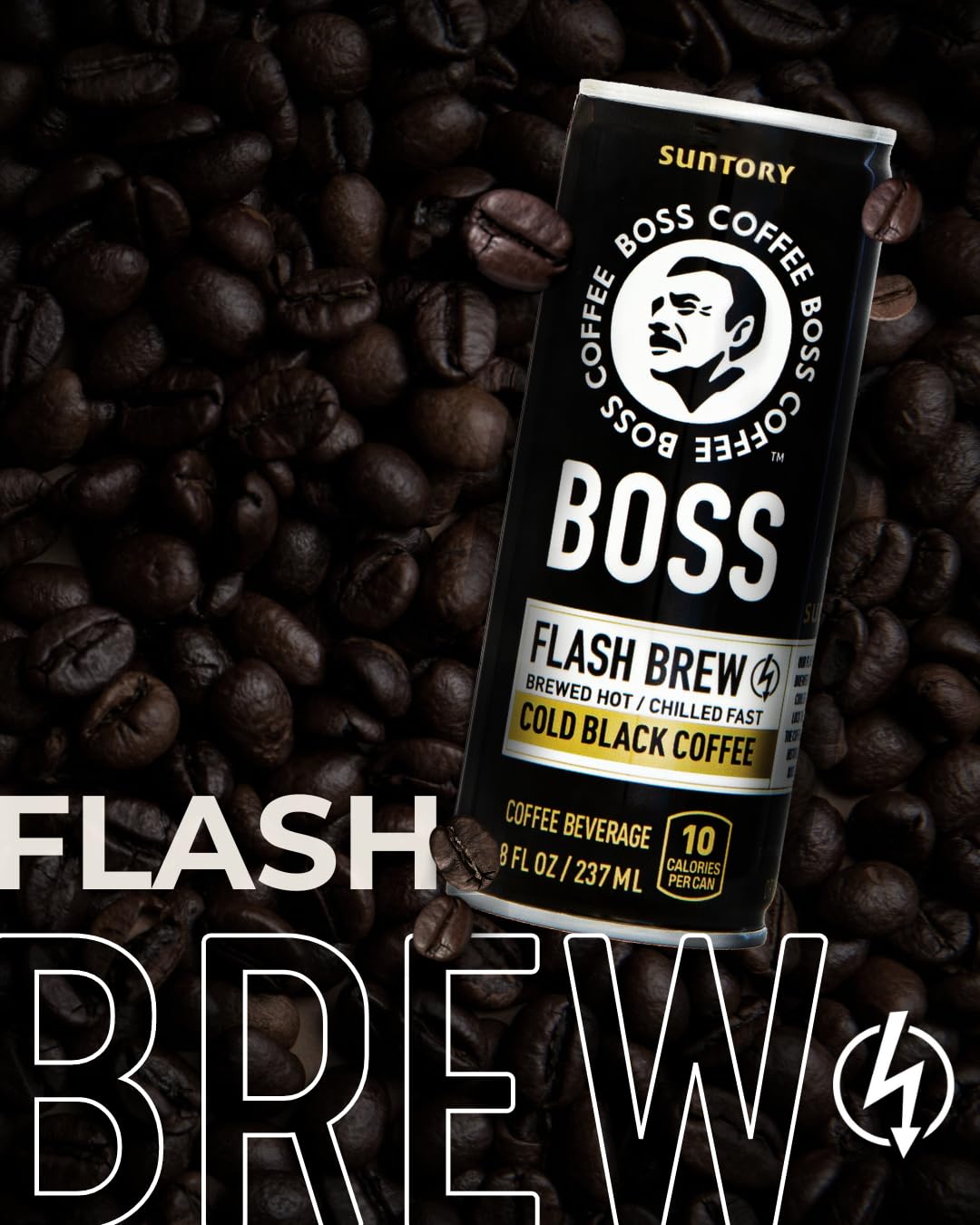 Suntory BOSS Flash Brew Coffee, no dairy, ideal for iced coffee.