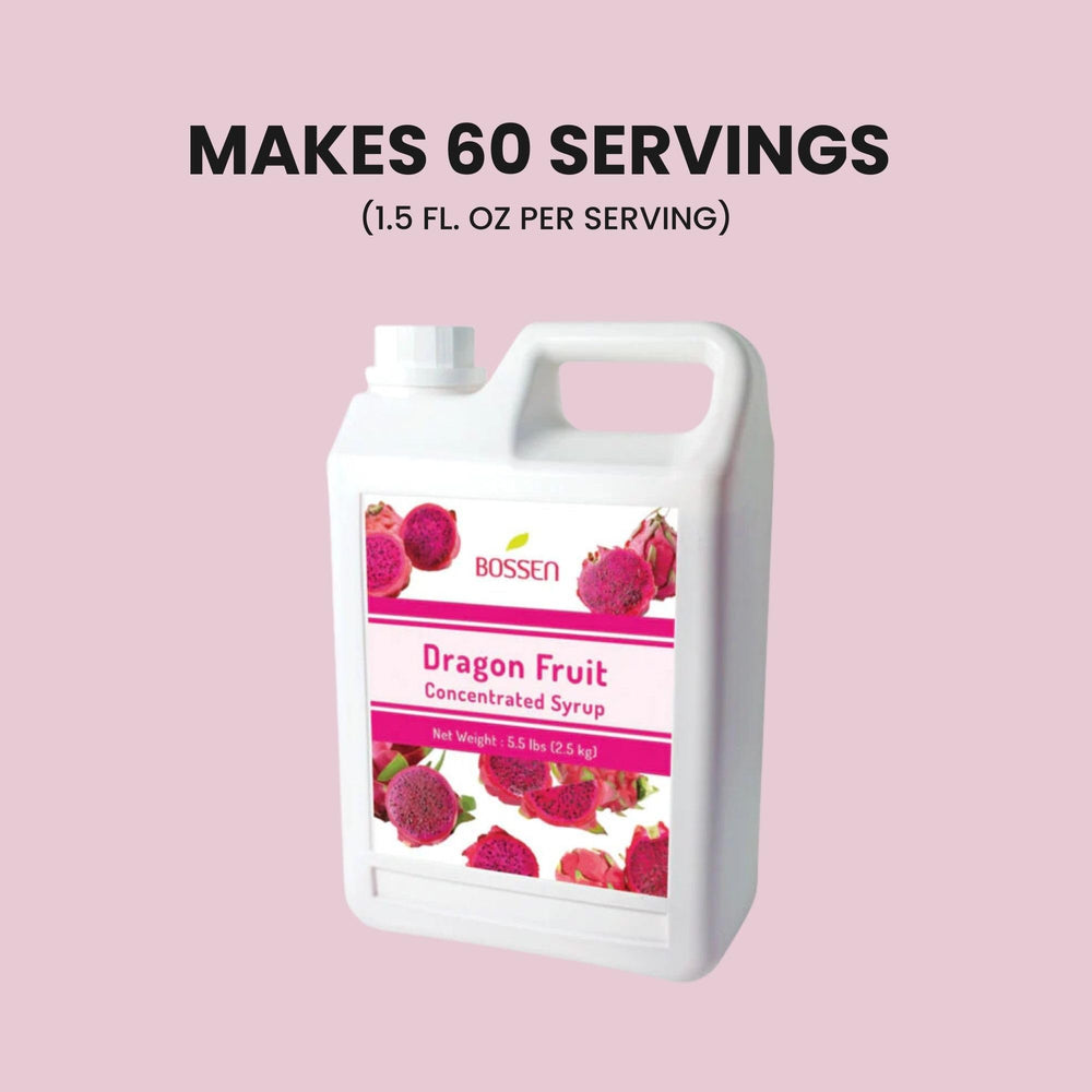 Bossen Dragon Fruit Syrup pours into a glass for refreshing drinks