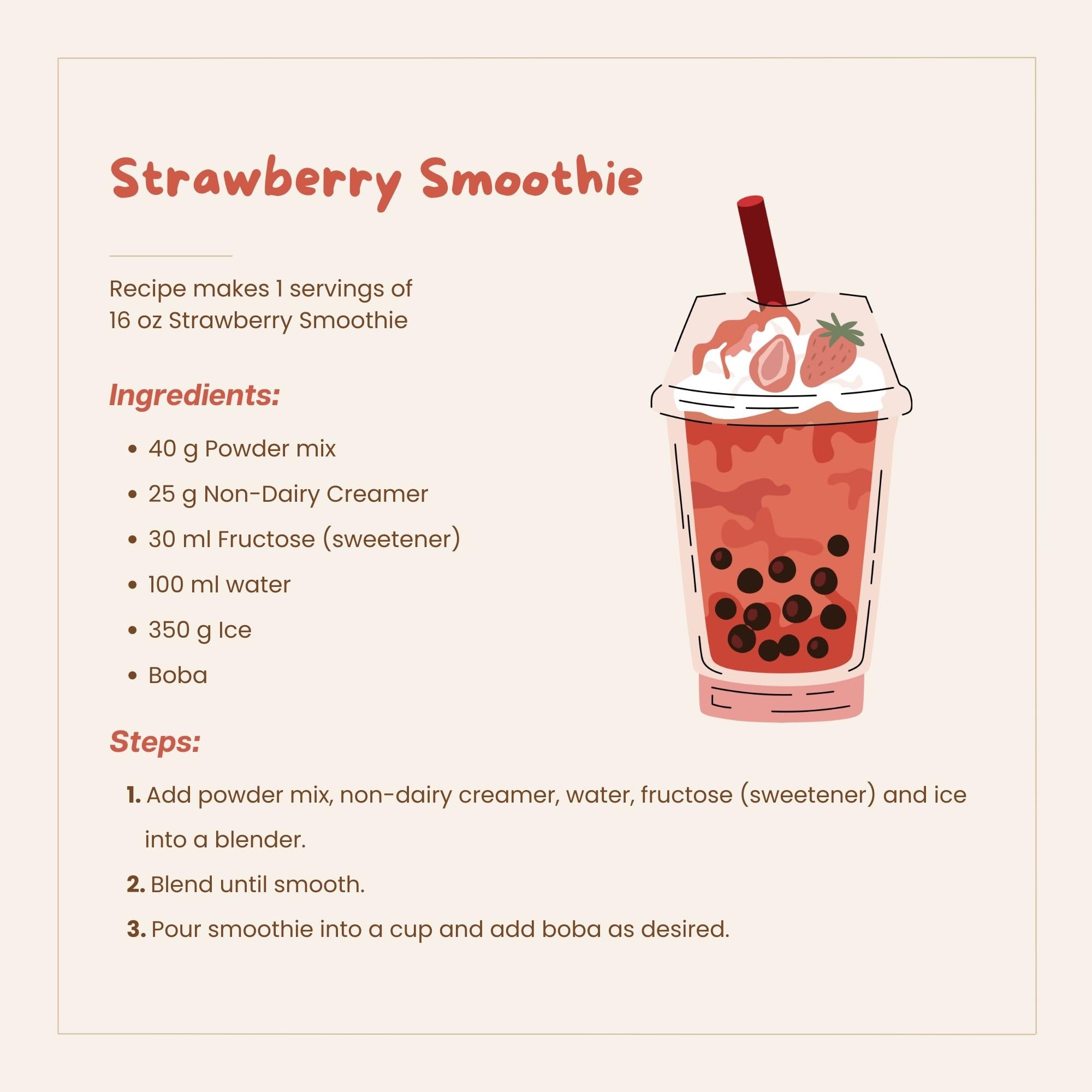 Bossen Strawberry Bubble Tea Glass – ready-to-serve strawberry bubble tea