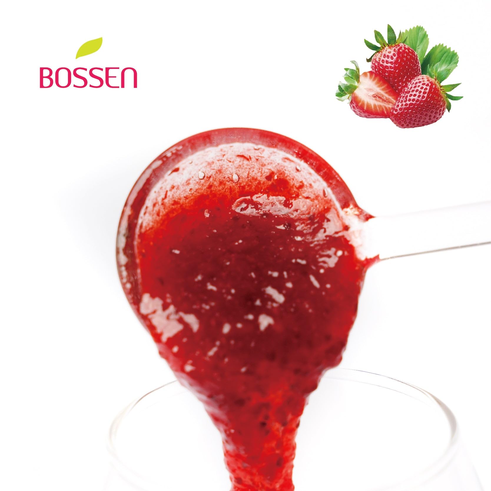 Bubble tea cup featuring Bossen Strawberry Syrup's authentic flavor