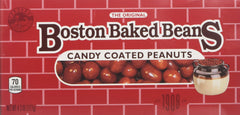 Boston Baked Beans candy-coated peanuts in a jar offer a crunchy, sweet snack.