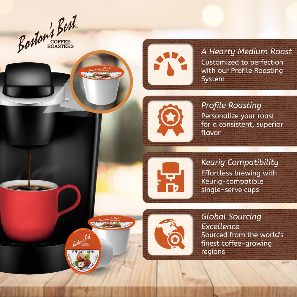Boston's Best Hazelnut Creme cup brew captures a quick, consistent flavor profile.