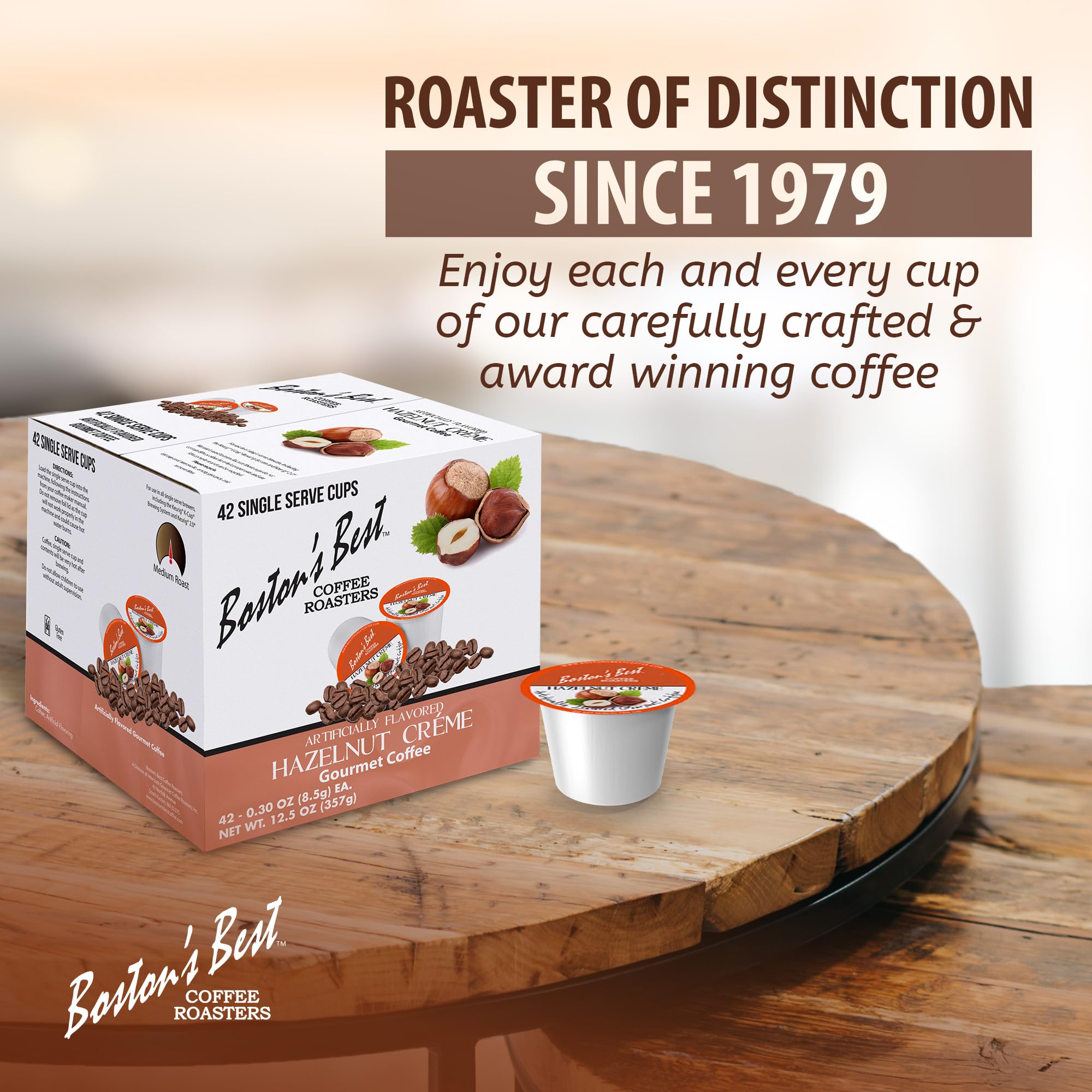 Boston's Best Hazelnut Creme pod ready-to-brew for busy mornings.