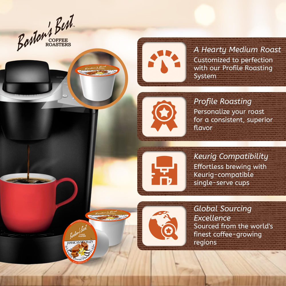 Bostons Best medium-roast coffee cup delivering balanced flavor and smooth aroma