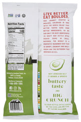 Boulder Canyon avocado oil chips close-up, airy texture for light crunch.