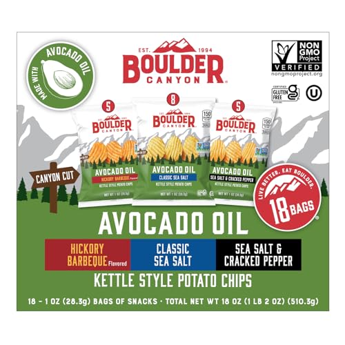 Boulder Canyon Classic Sea Salt 1oz bag—crunchy, kettle-cooked texture.