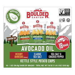 Boulder Canyon Classic Sea Salt 1oz bag—crunchy, kettle-cooked texture.