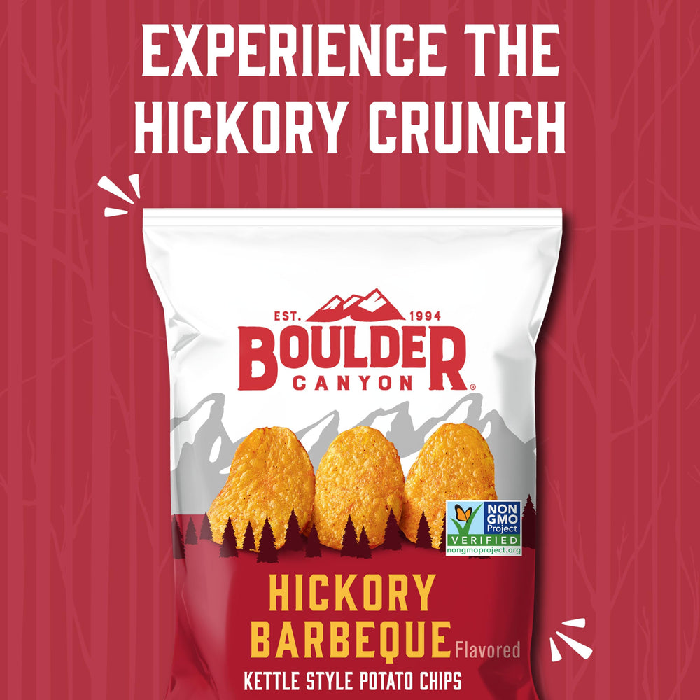 Close-up of Boulder Canyon chips—golden, kettle-cooked crunch.