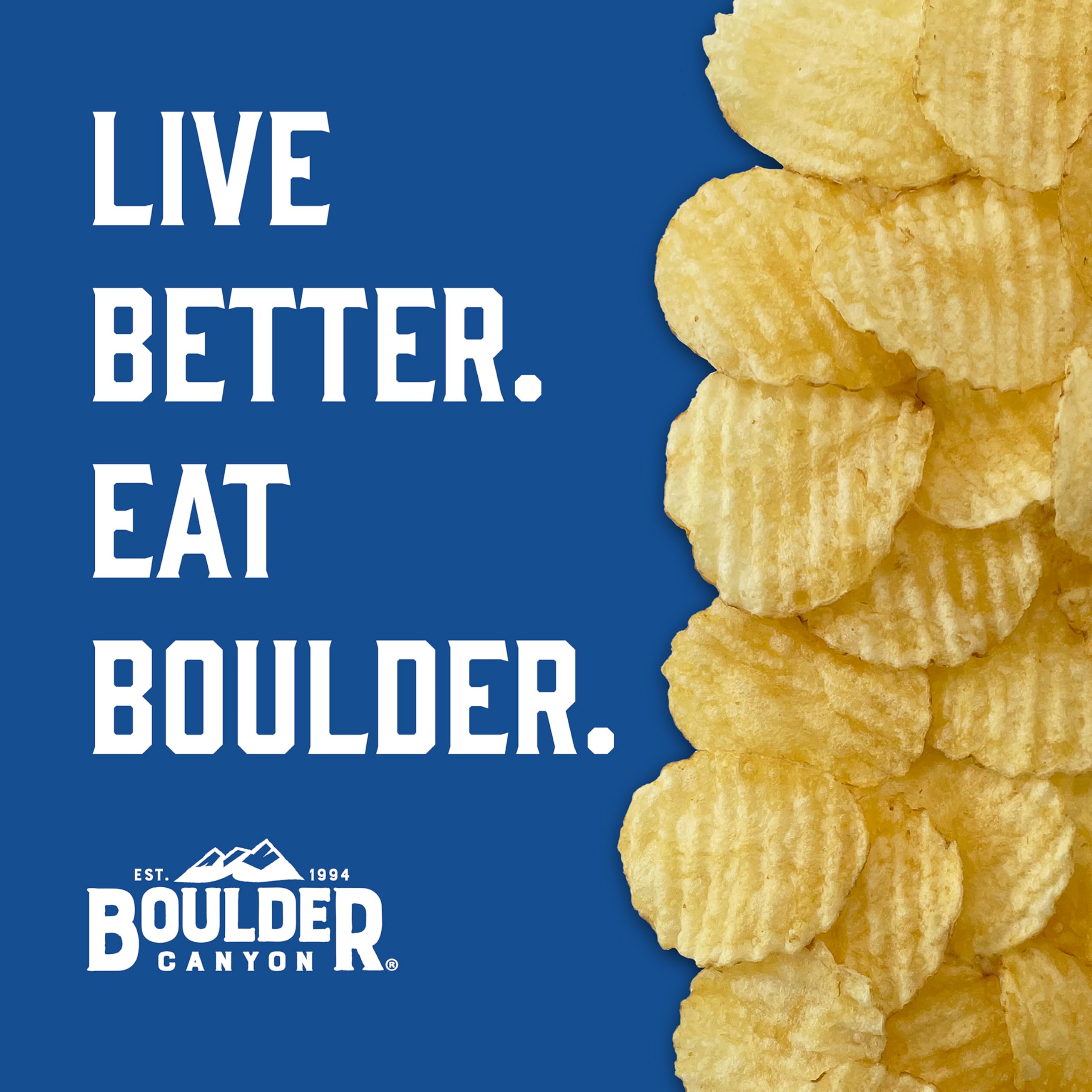 Boulder Canyon Hickory Barbecue 1oz bag—smoky, satisfying bite.