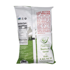 Boulder Canyon packaging close-up, 5.25 oz bag for convenient snacking.