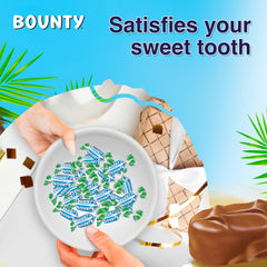 Bounty 1 Miniatures coconut center close-up emphasizing tropical coconut flavor and creamy core