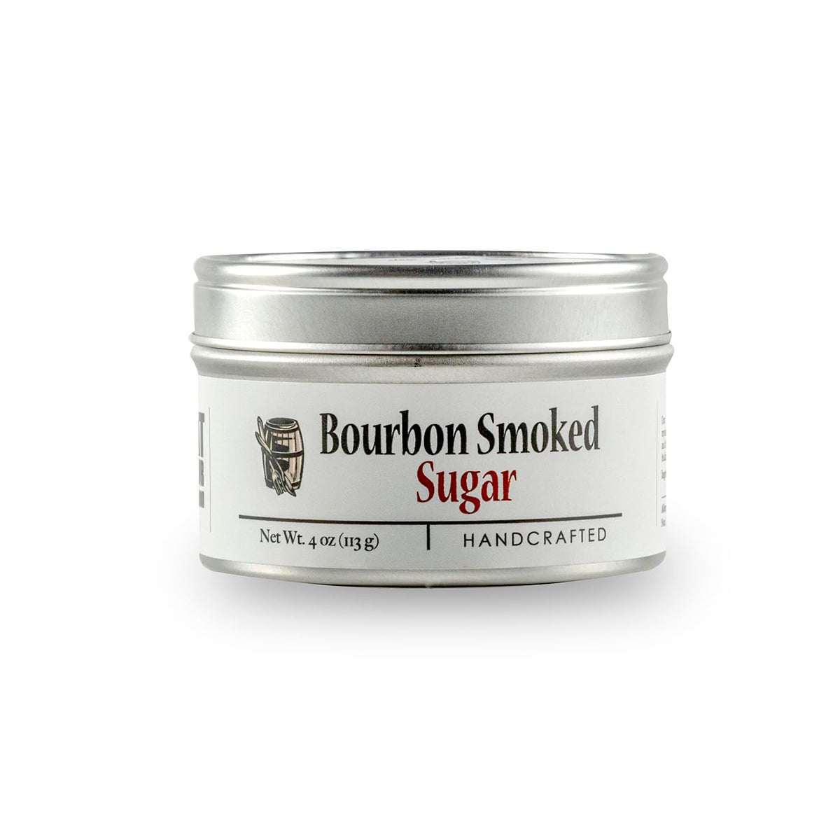 Bourbon Barrel Foods Smoked Sugar Tin pour showing smoky-sweet finish for desserts and cocktails