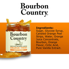 Bourbon Country orange twist garnish on glass adds a bright finishing touch.