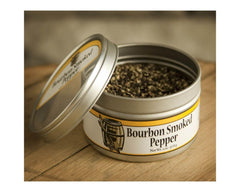 Bourbon Smoked Pepper coarse-grain texture ready to sprinkle on steaks