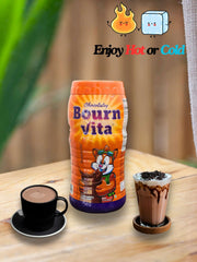 Bournvita cold milk cocoa served in a tall glass