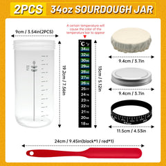 Bowasin sourdough starter jar with aluminum lid keeps dust out and warm.