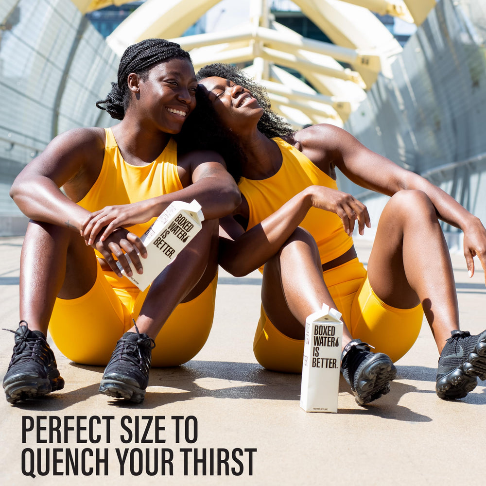 Boxed Water on-the-go hydration for travel and activities.