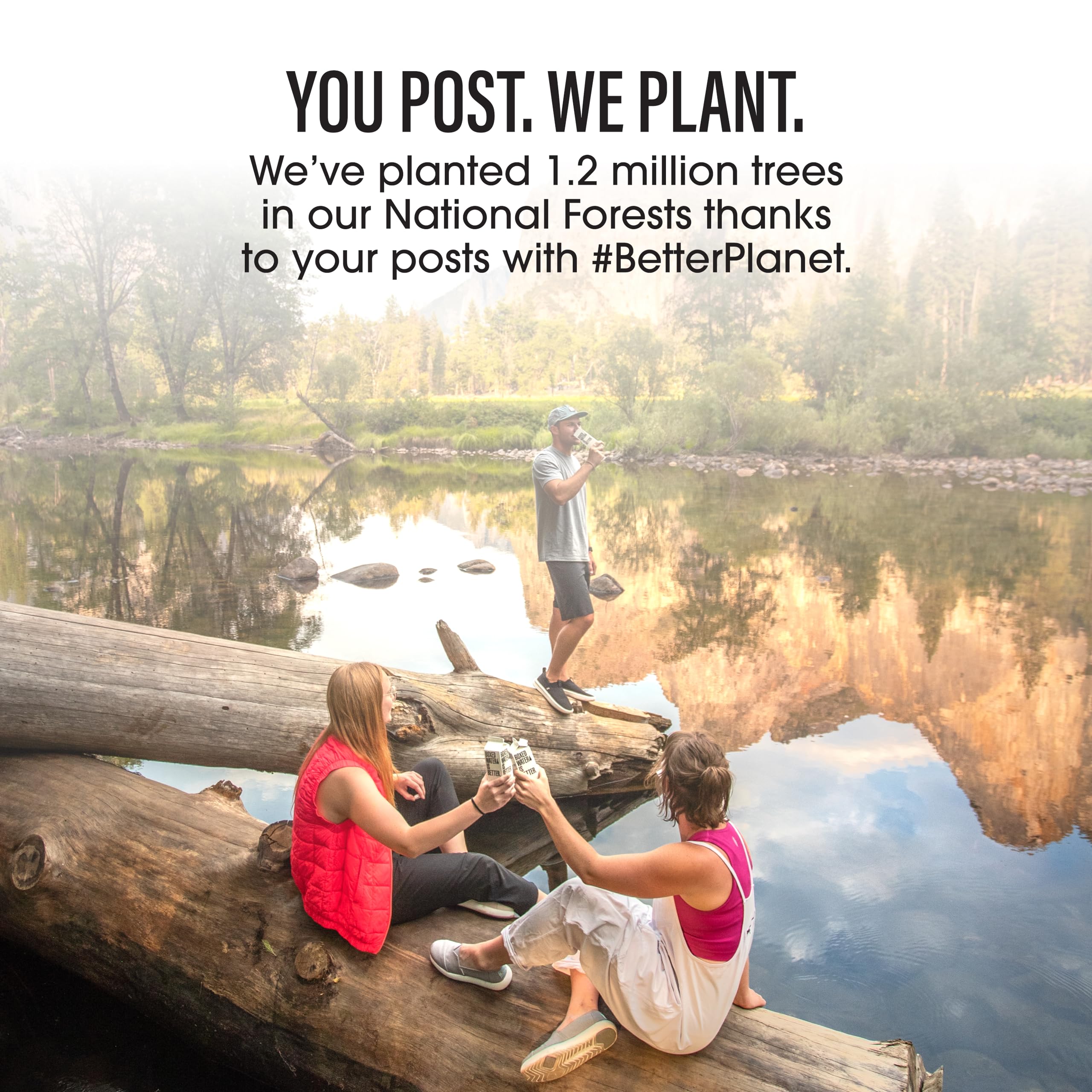 Boxed Water planting trees with the National Forest Foundation.