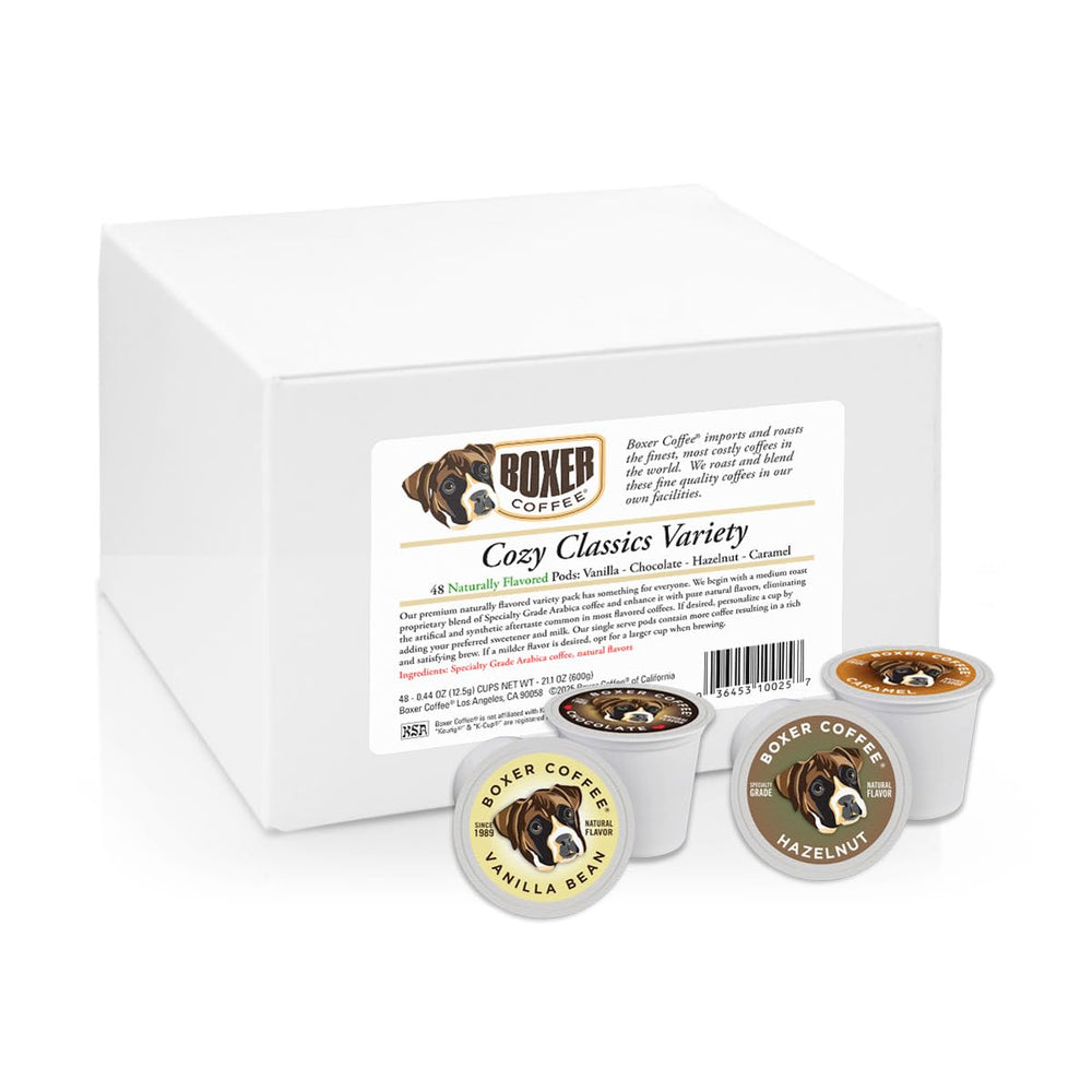 Boxer Coffee Cozy Classics Hazelnut pod, nutty notes with a smooth body