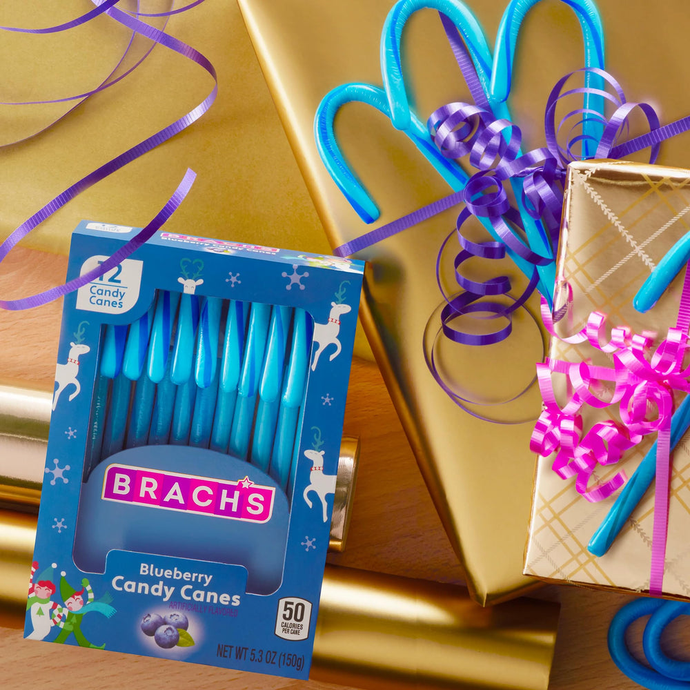 Brach’s Blueberry Candy Canes gift pack, great for celebrations.