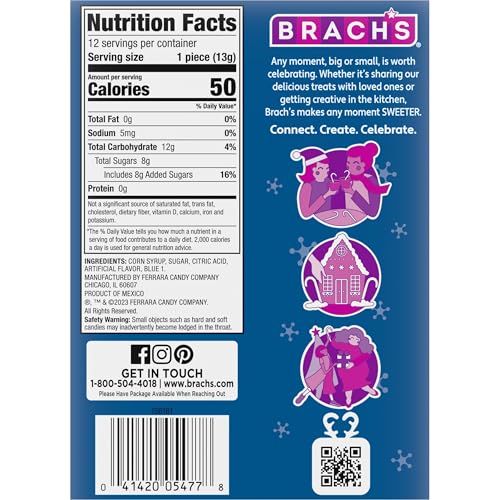 Brach’s Blueberry Candy Canes tree decorations, add a fruity festive touch.
