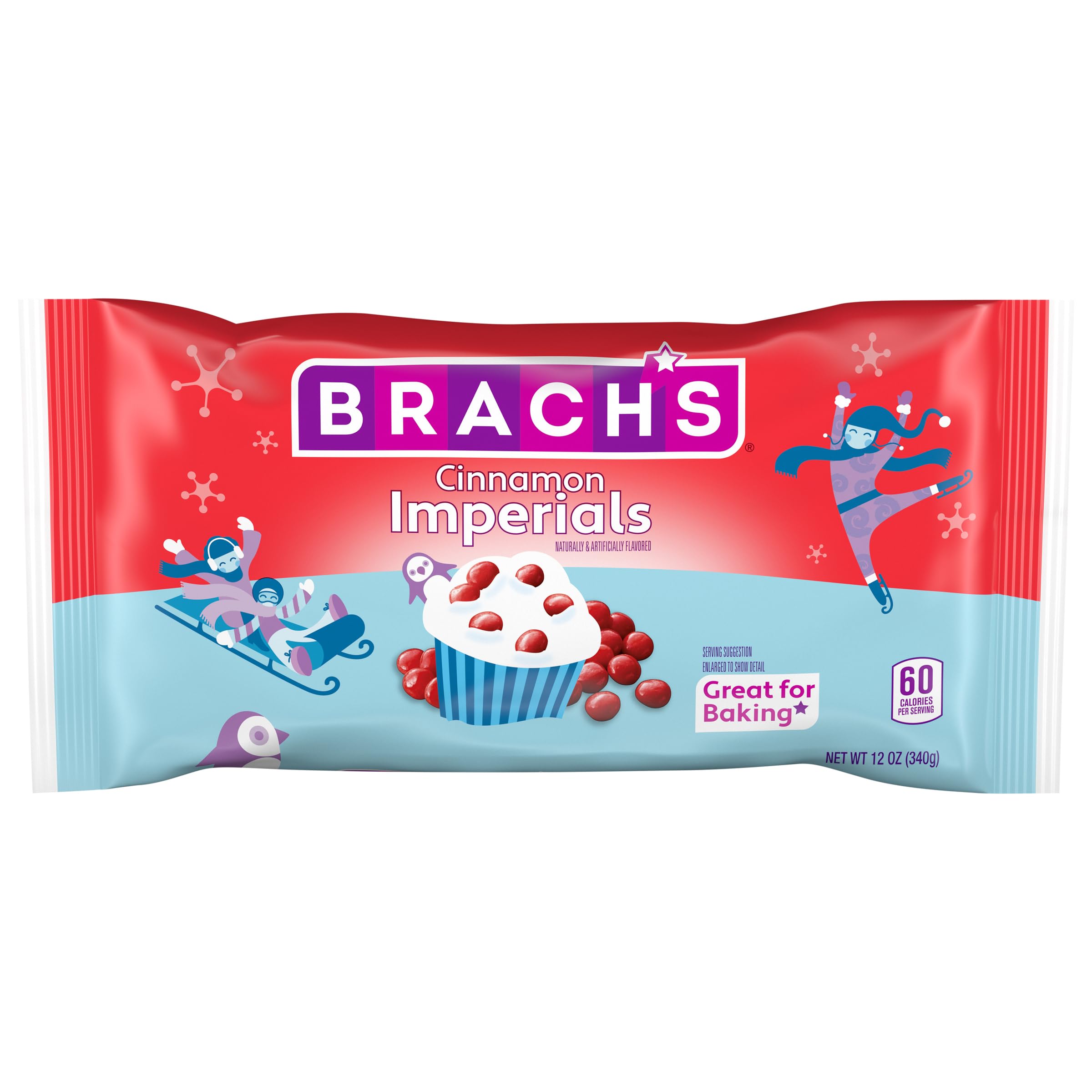 Brach's Cinnamon Imperials jar front view, ideal for holiday snacking and baking inspiration.