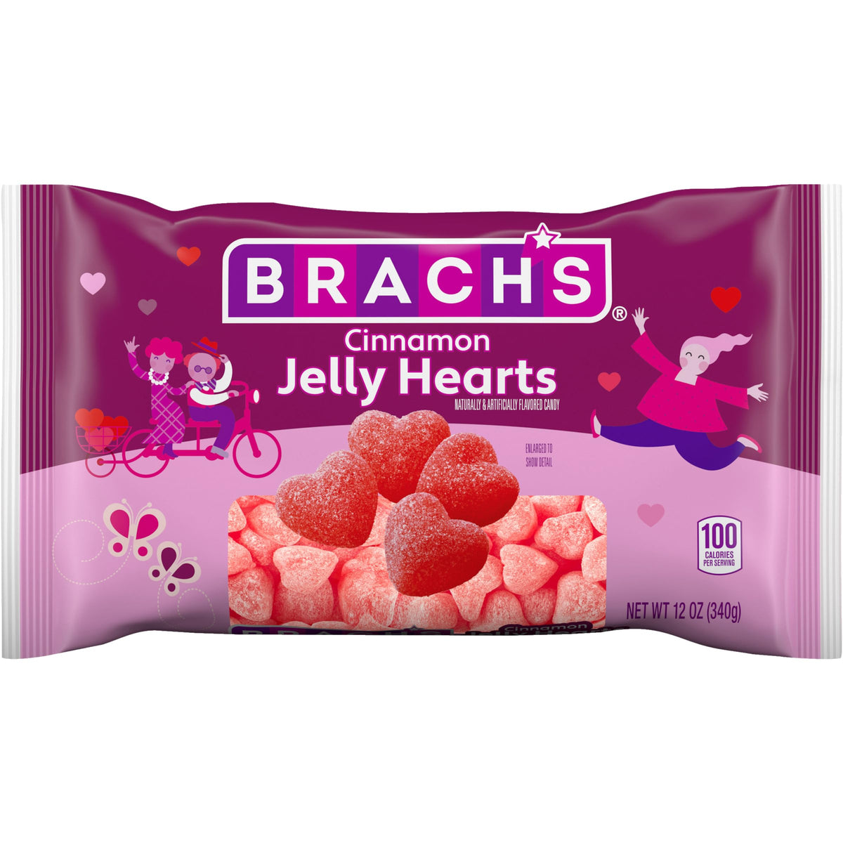 Brach’s Cinnamon Jelly Hearts bag on display, a shareable Valentine’s treat with spicy-sweet flavor.