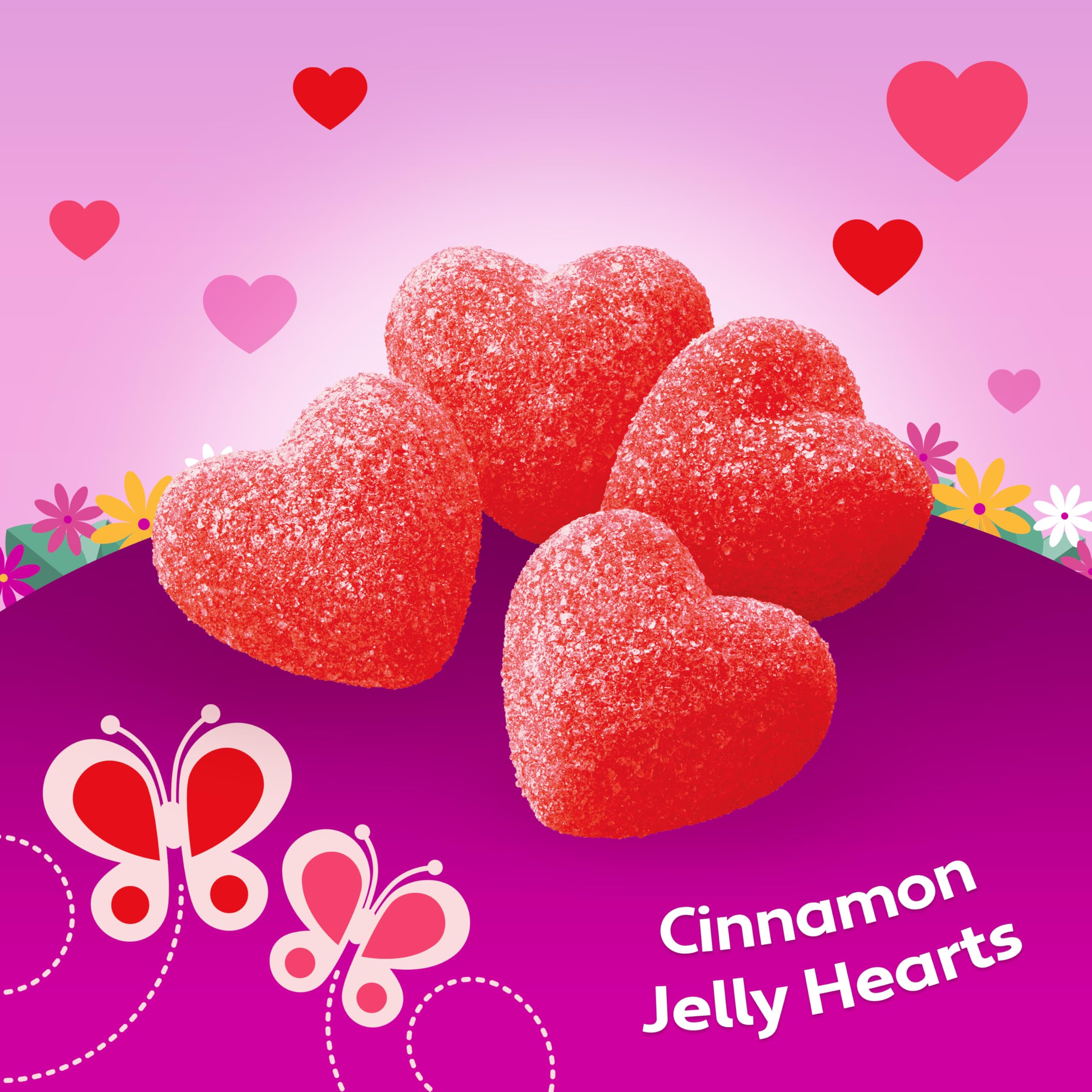 Brach’s Cinnamon Jelly Hearts in bowl ready for candy bowls and treats.
