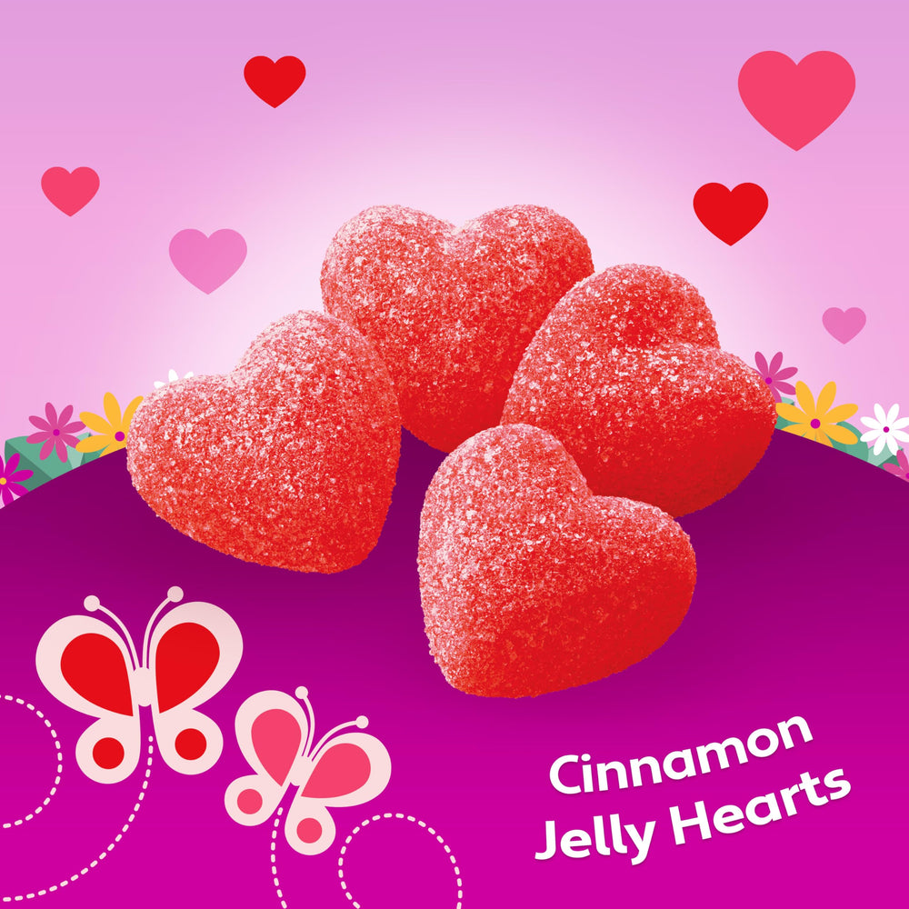 Brach’s Cinnamon Jelly Hearts in bowl ready for candy bowls and treats.