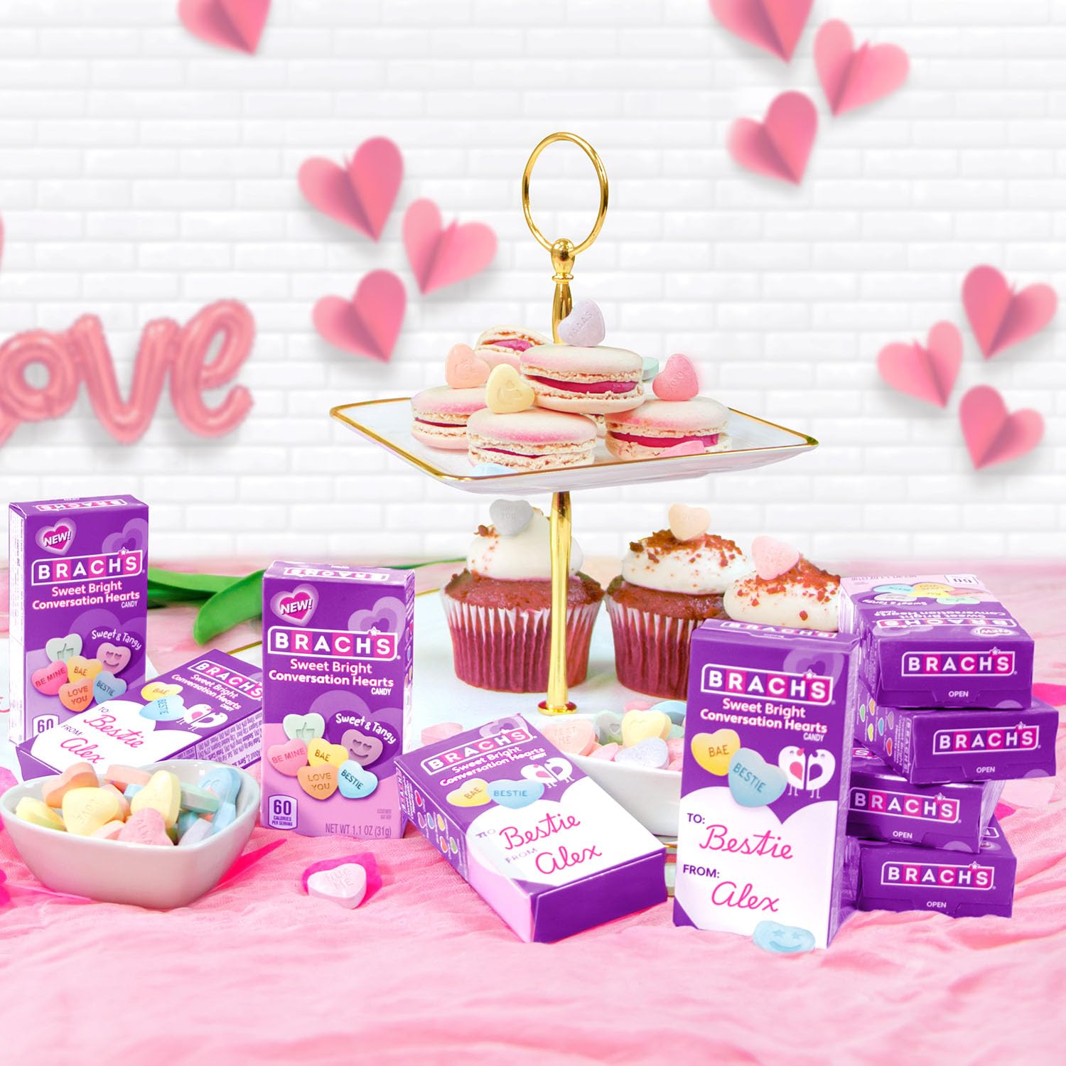 Brach's Sweet Bright Conversation Hearts Orange flavor for bright celebrations.