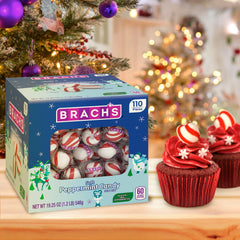 Brach's Peppermint Candy Tub on a holiday baking setup.